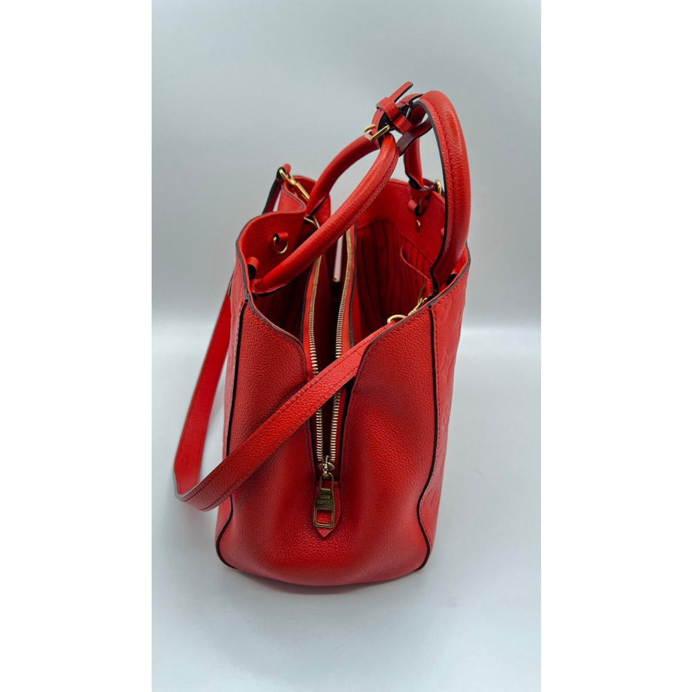 Louis Vuitton Red Montaigne Monogram MM Leather Tote Bag - Picture 5 of 12